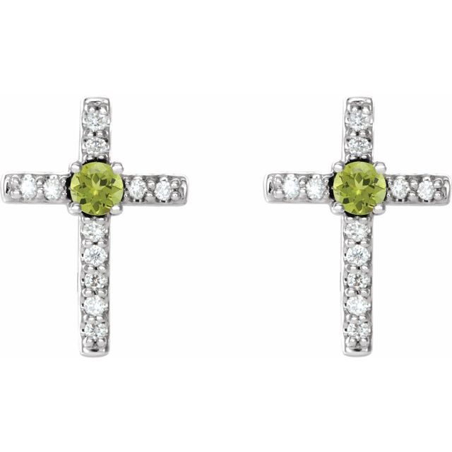 14k-white-natural-peridot-&-.05-ctw-natural-diamond-cross-earrings