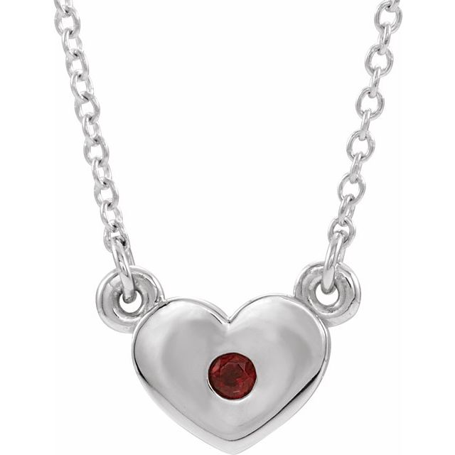 14k-white-natural-mozambique-garnet-heart-16"-necklace
