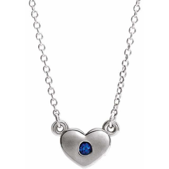 14k-white-lab-grown-blue-sapphire-heart-16"-necklace