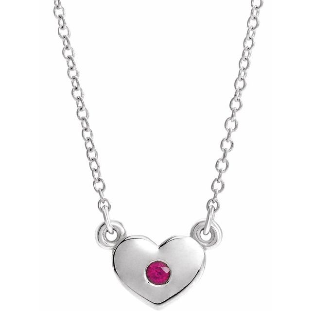 14k-white-natural-ruby-heart-16"-necklace