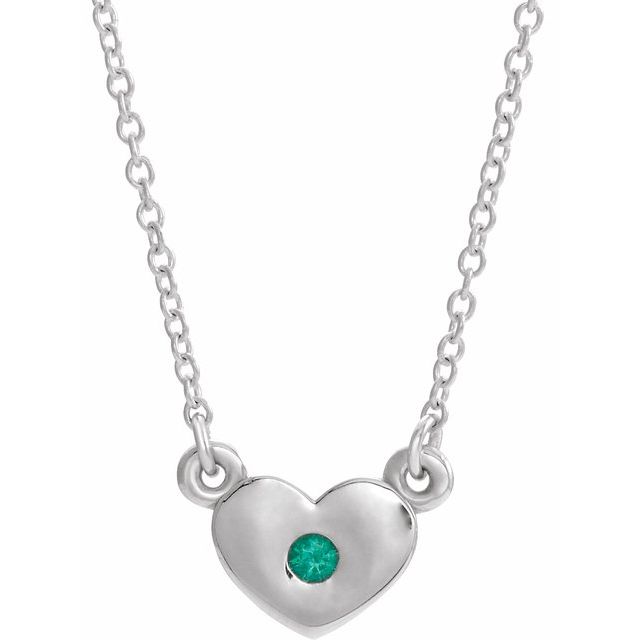14k-white-lab-grown-emerald-heart-16"-necklace