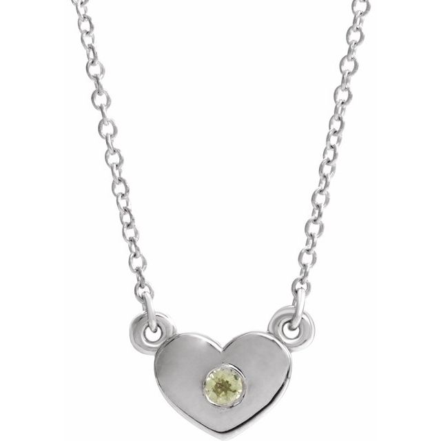 14k-white-natural-peridot-heart-16"-necklace