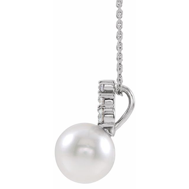 14k-white-cultured-white-freshwater-pearl-&-1/4-ctw-natural-diamond-16-18"-necklace