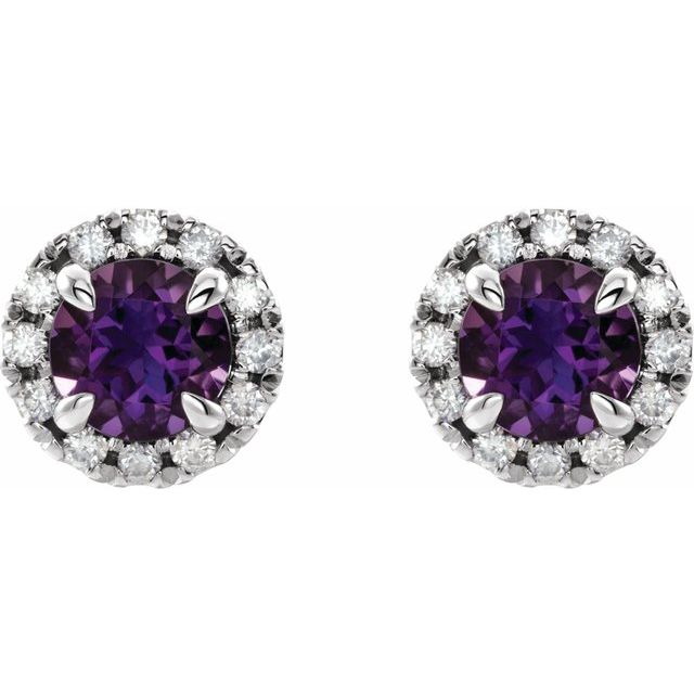 14k-white--natural-amethyst-&-1/5-ctw-natural-diamond-halo-style-earrings