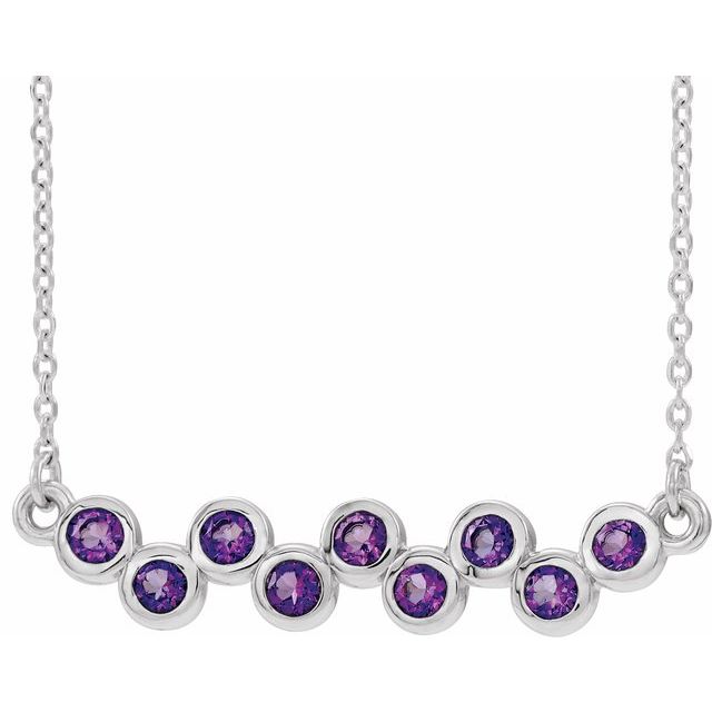 14k-white-natural-amethyst-bezel-set-bar-16-18"-necklace