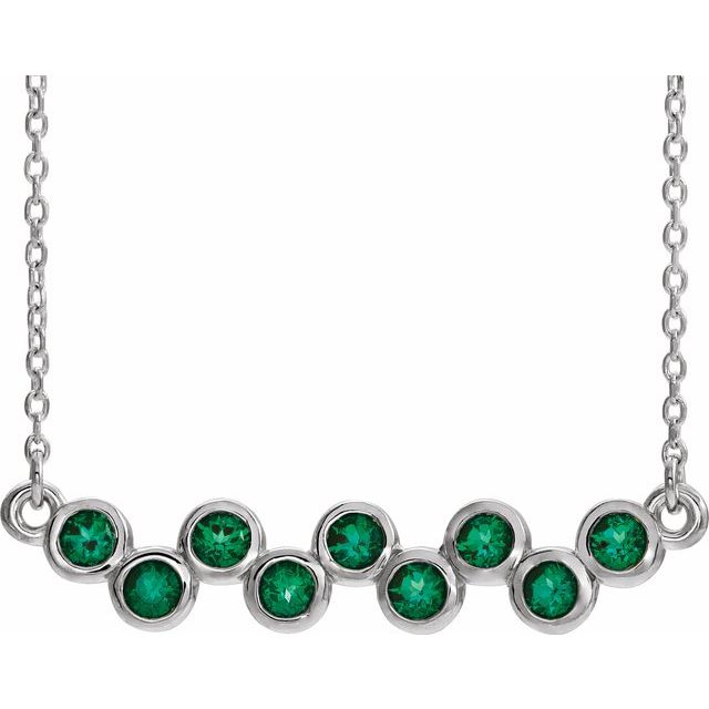14k-white-lab-grown-emerald-bezel-set-bar-16-18"-necklace