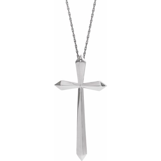 14k-white-elongated-cross-20"-necklace