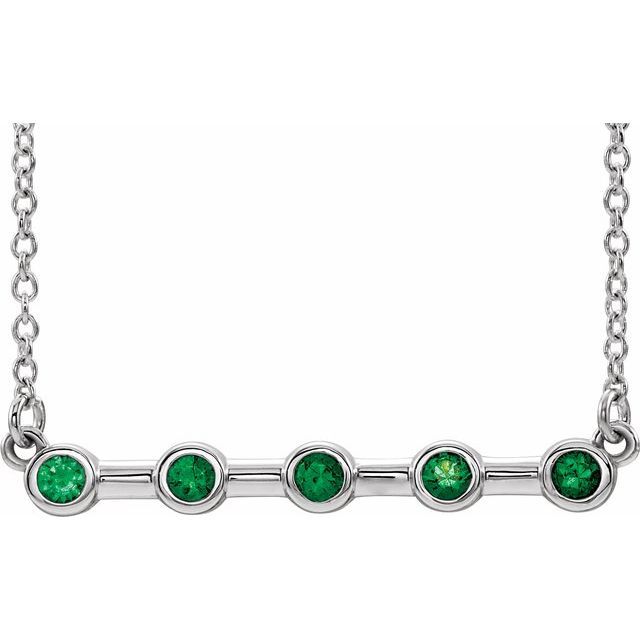 14k-white-natural-emerald-bezel-set-bar-18"-necklace