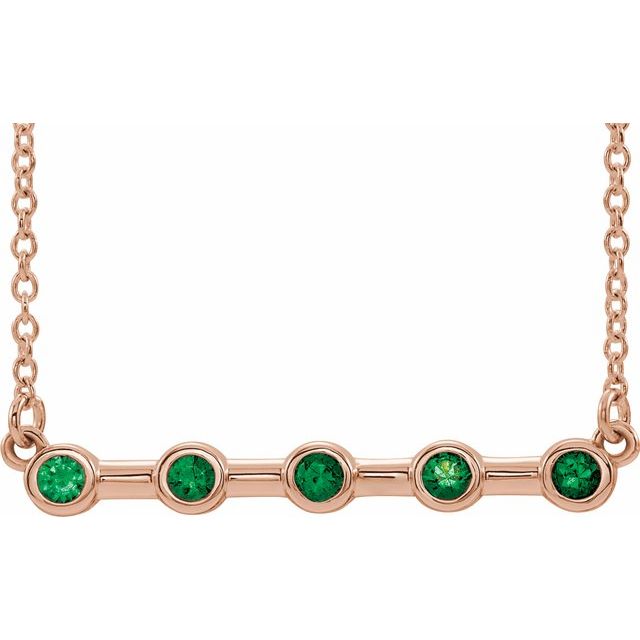 14k-rose-lab-grown-emerald-bezel-set-bar-18"-necklace