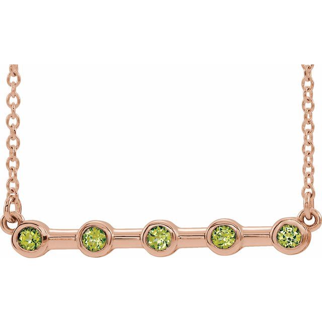 14k-rose-natural-peridot-bezel-set-bar-18"-necklace