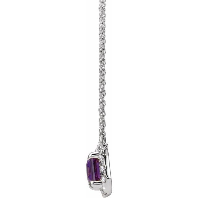 14k-white--natural-amethyst-&-1/8-ctw-natural-diamond-halo-style-16"-necklace