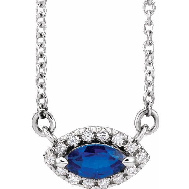 14k-white-natural-blue-sapphire-&-.05-ctw-natural-diamond-halo-style-16"-necklace