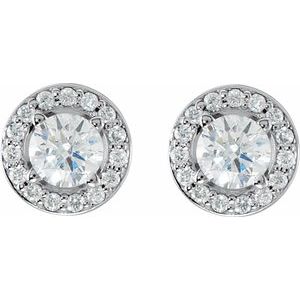 Diamond Round 4-Prong Halo-Style Earrings