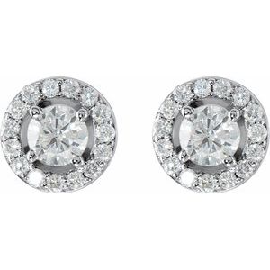 Diamond Round 4-Prong Halo-Style Earrings