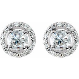 Diamond Round 4-Prong Halo-Style Earrings