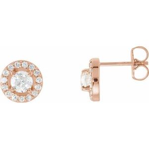 Diamond Round 4-Prong Halo-Style Earrings