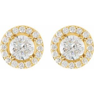 Diamond Round 4-Prong Halo-Style Earrings