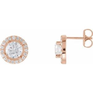 Diamond Round 4-Prong Halo-Style Earrings