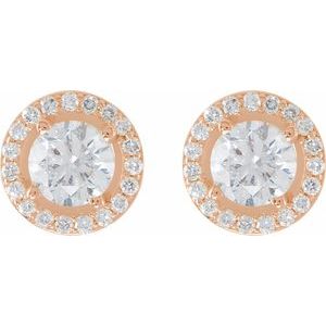 Diamond Round 4-Prong Halo-Style Earrings