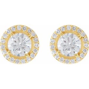 Diamond Round 4-Prong Halo-Style Earrings