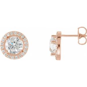 Diamond Round 4-Prong Halo-Style Earrings