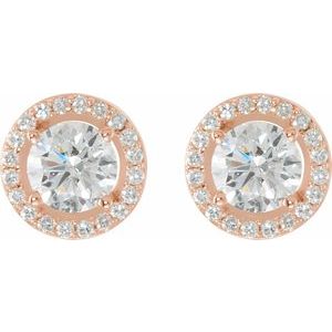 Diamond Round 4-Prong Halo-Style Earrings