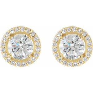 Diamond Round 4-Prong Halo-Style Earrings