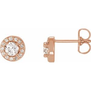 Diamond Round 4-Prong Halo-Style Earrings