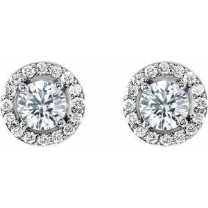 Diamond Round 4-Prong Halo-Style Earrings