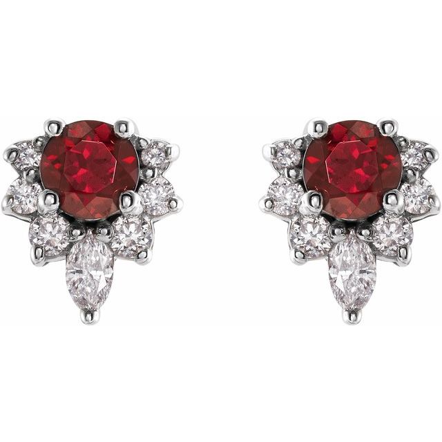 14k-white-natural-mozambique-garnet-&-1/6-ctw-natural-diamond-earrings