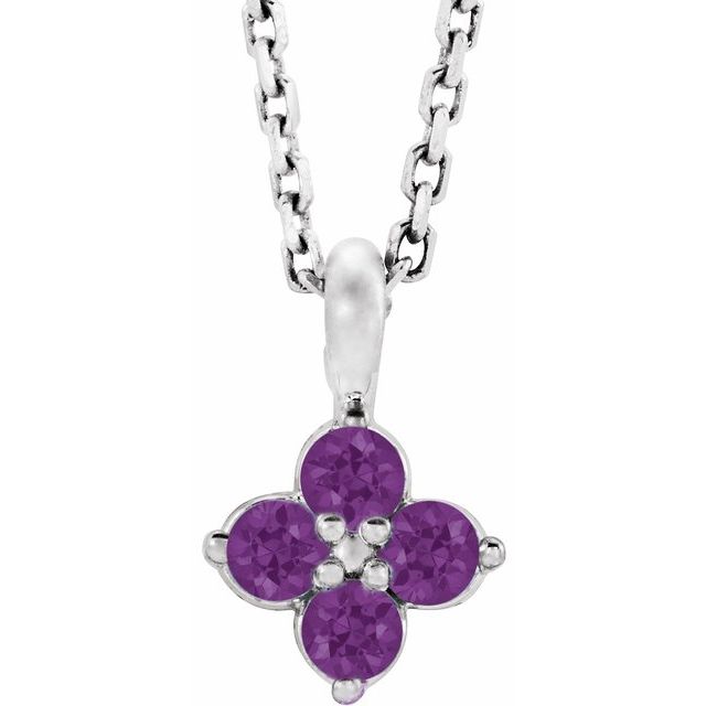 14k-white-natural-amethyst-youth-16-18"-necklace