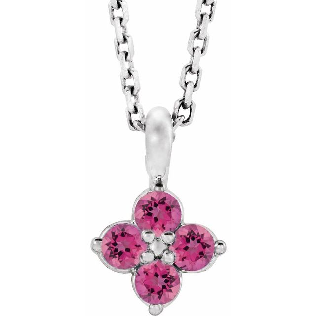 14k-white-natural-pink-tourmaline-youth-16-18"-necklace