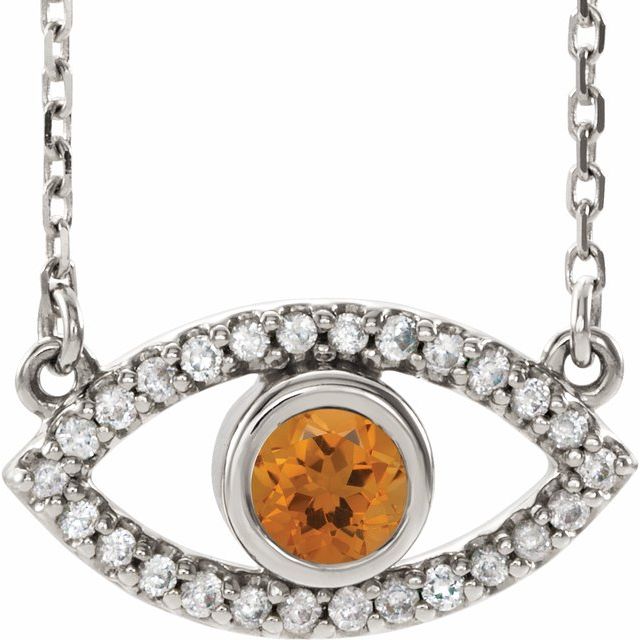 sterling-silver-natural-citrine-&-natural-white-sapphire-evil-eye-16"-necklace