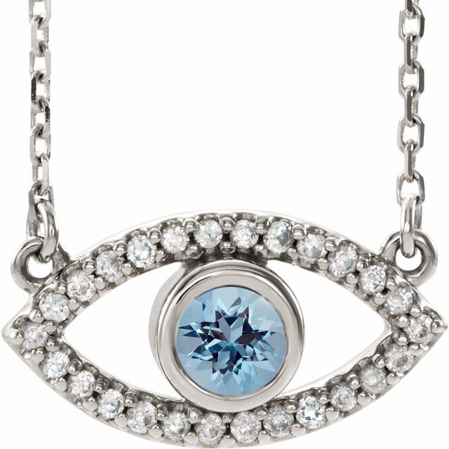 sterling-silver-natural-aquamarine-&-natural-white-sapphire-evil-eye-16"-necklace
