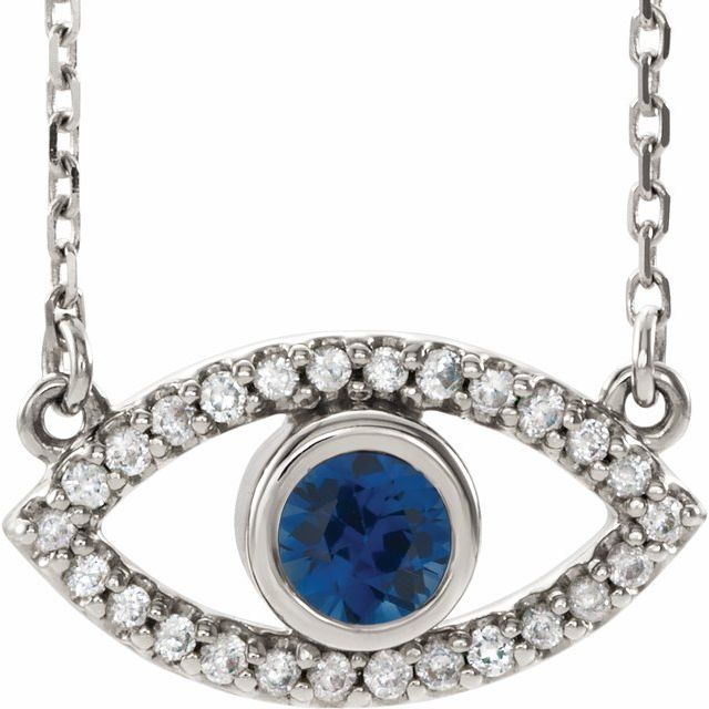 sterling-silver-lab-grown-blue-sapphire-&-natural-white-sapphire-evil-eye-16"-necklace