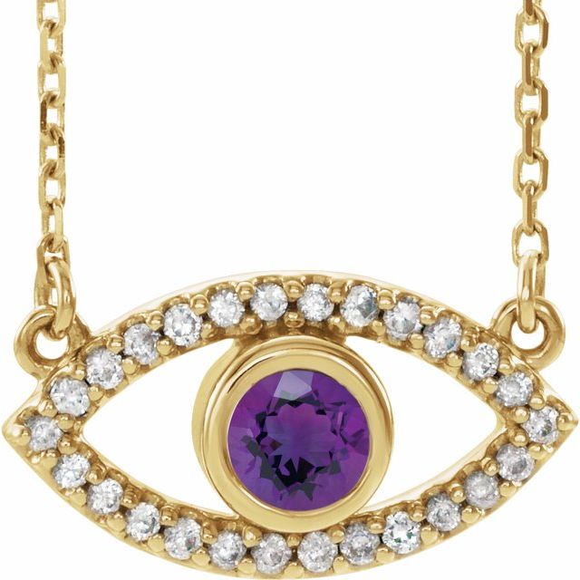 14k-yellow-natural-amethyst-&-natural-white-sapphire-evil-eye-16"-necklace