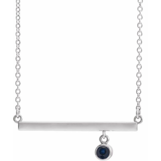 14k-white-lab-grown-blue-sapphire-bezel-set-bar-16"-necklace