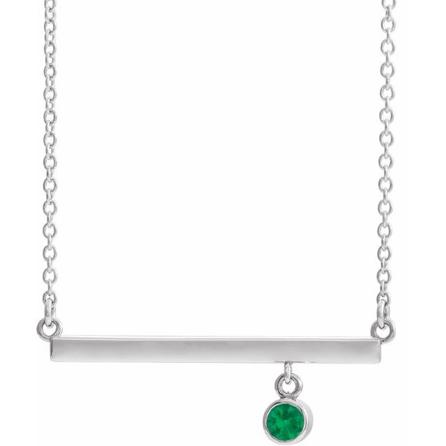 14k-white-lab-grown-emerald-bezel-set-bar-16"-necklace