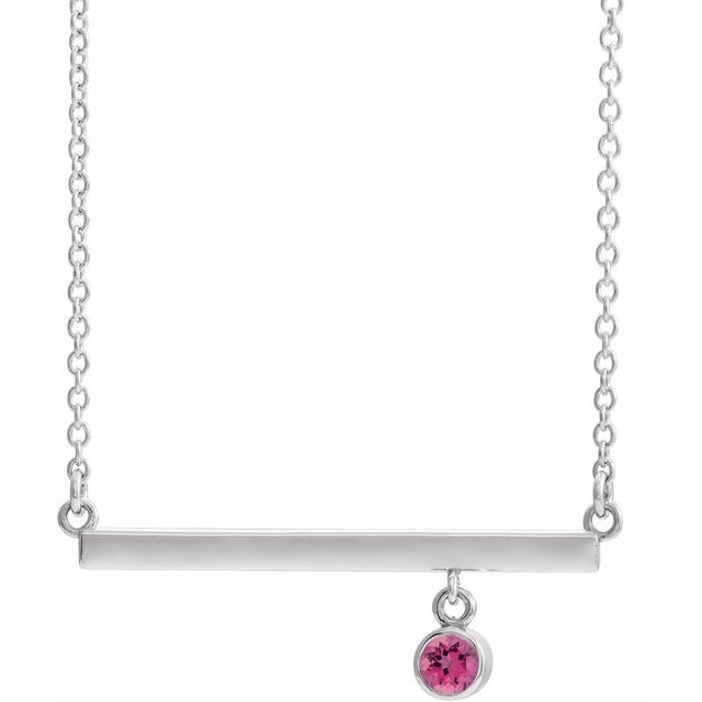 14k-white-natural-pink-tourmaline-bezel-set-16"-necklace