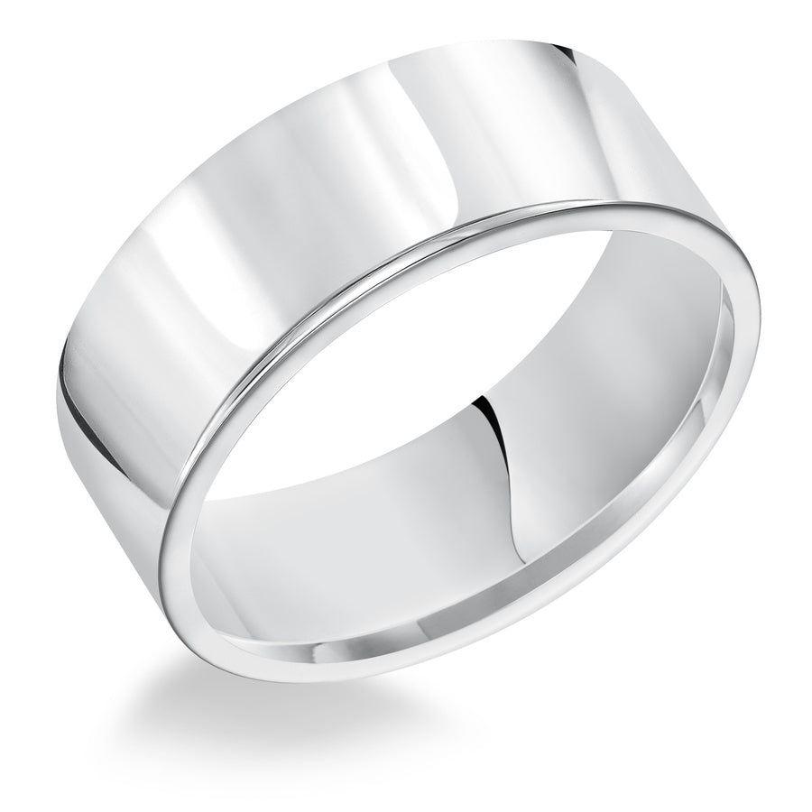 Crisp and classic, this comfort fit, 8mm wedding band features a high polished finish for a timeless look.
