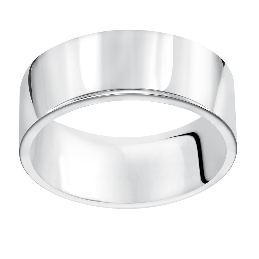 Crisp and classic, this comfort fit, 8mm wedding band features a high polished finish for a timeless look.