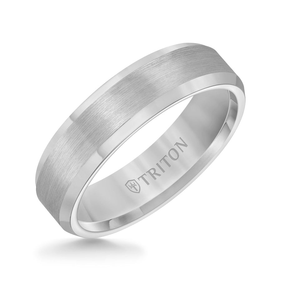 6mm Bevel Edge Tungsten Carbide comfort fit Band with center satin finish and bright polished edge