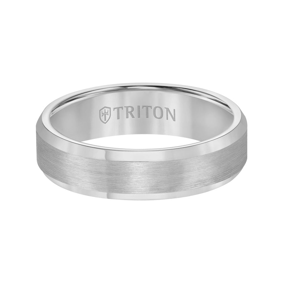 6mm Bevel Edge Tungsten Carbide comfort fit Band with center satin finish and bright polished edge