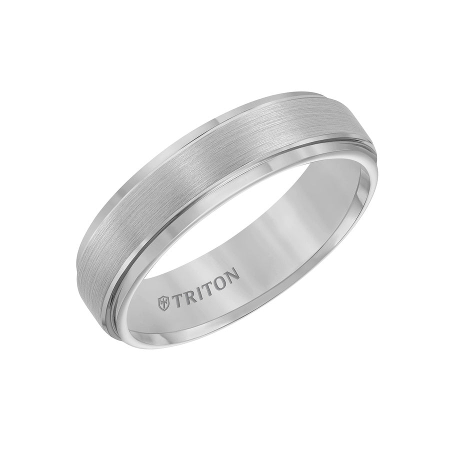 6mm Classic Tungsten Carbide Satin Finish Flat Center with Bright Step Edge Comfort Fit Band.