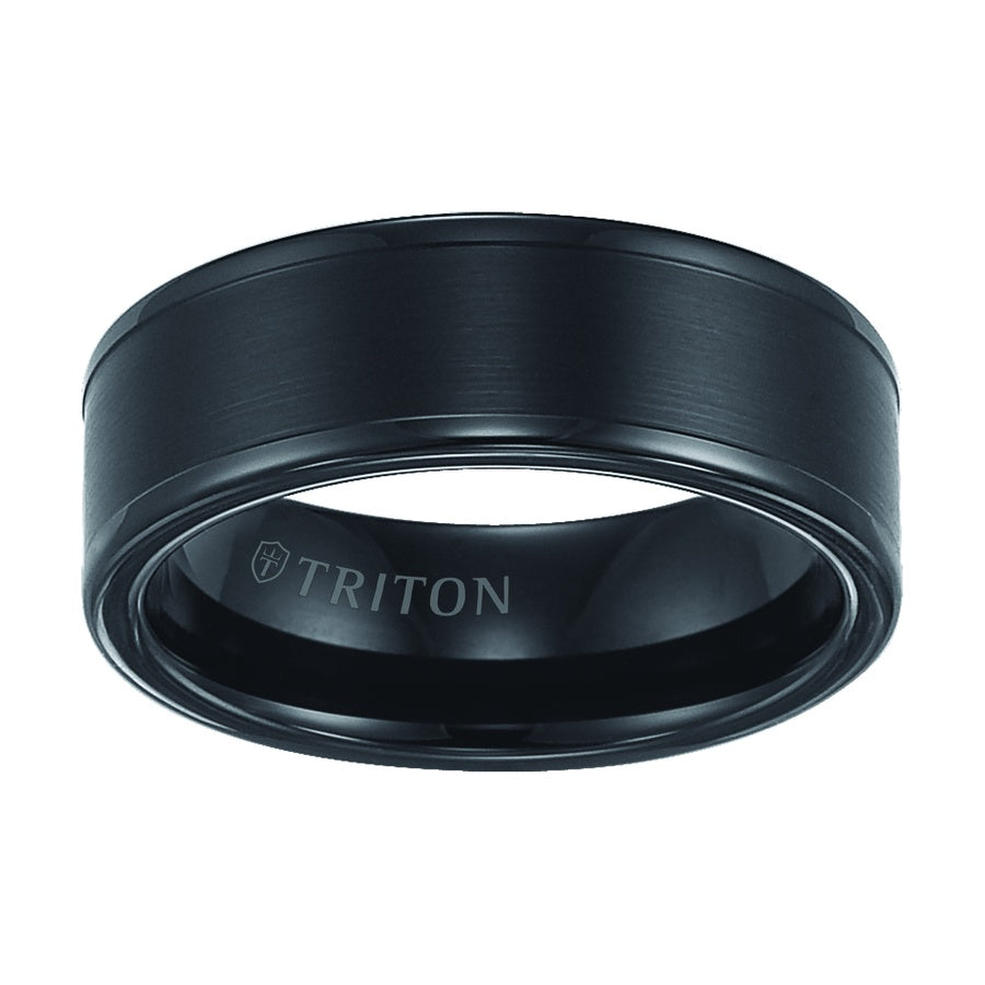 Tungsten Carbide Satin Finish Flat Center with Bright Polish Round Edges Comfort Fit Wedding Band