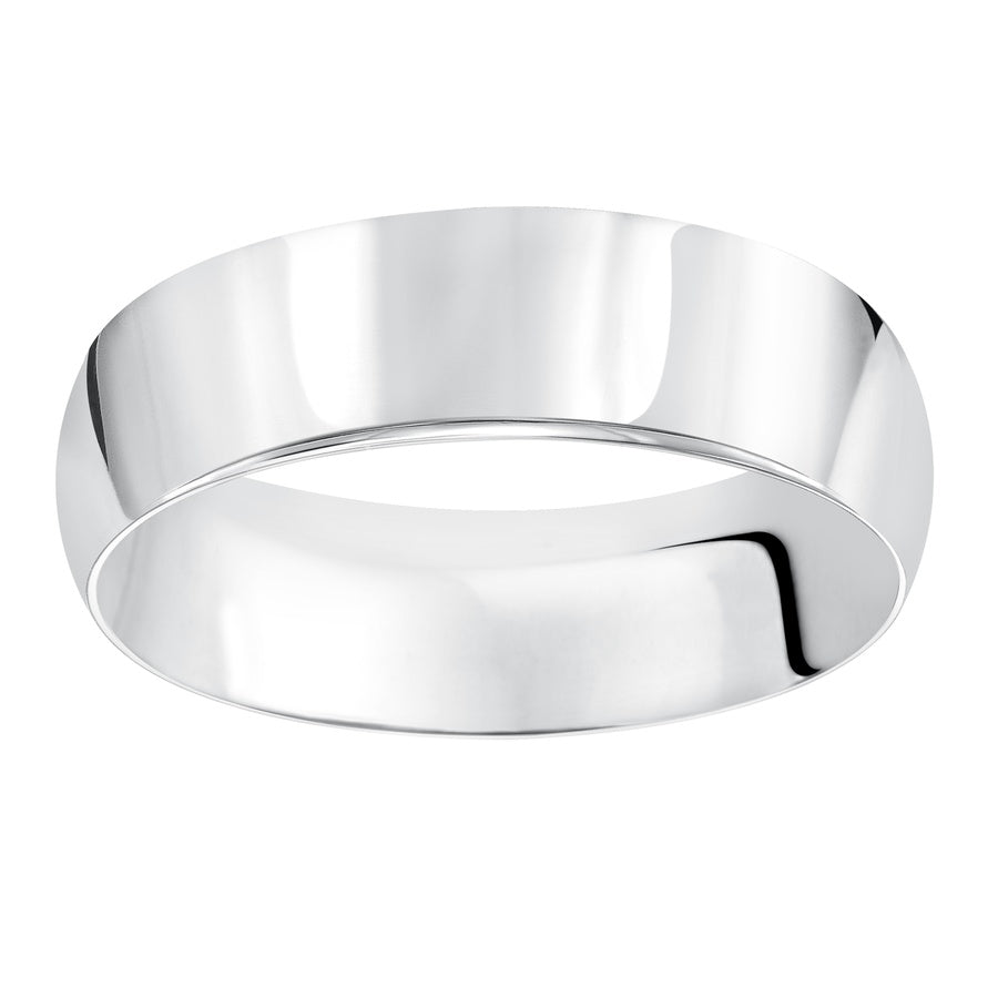 This timeless yet luxuriously domed & Comfort Fit wedding band features a high polished finish.