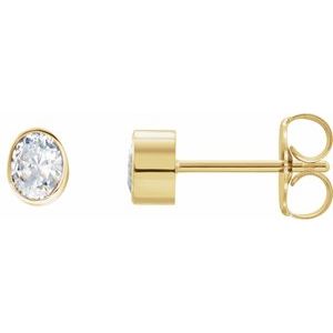 Diamond Oval Bezel-Set Stud Earrings