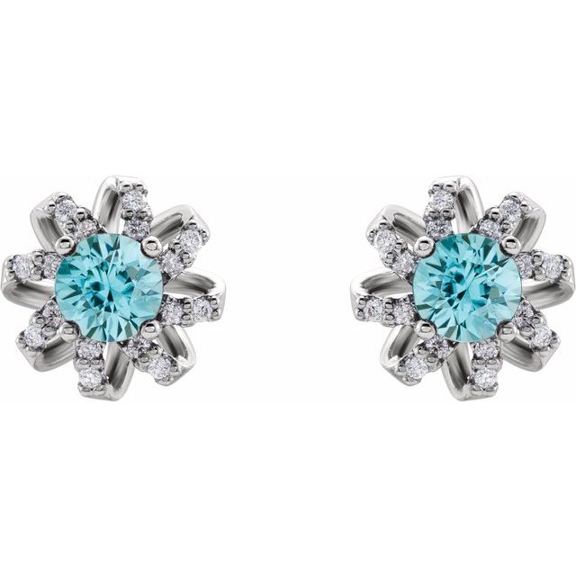 14k-white-natural-blue-zircon-&-1/6-ctw-natural-diamond-halo-style-earrings