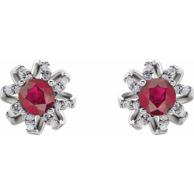 14k-white-natural-ruby-&-1/6-ctw-natural-diamond-halo-style-earrings