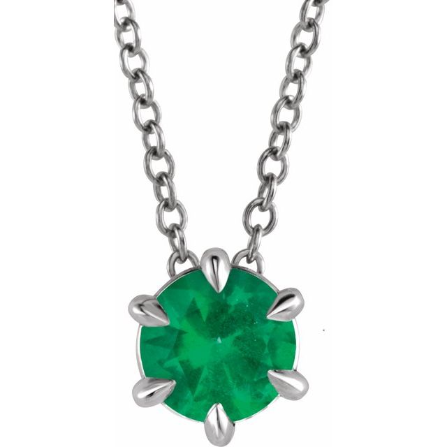 14k-white--natural-emerald-solitaire-16-18"-necklace